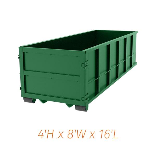 15-yard dumpsters typically measure 14 feet long,5 feet wide, and 5 feet tall